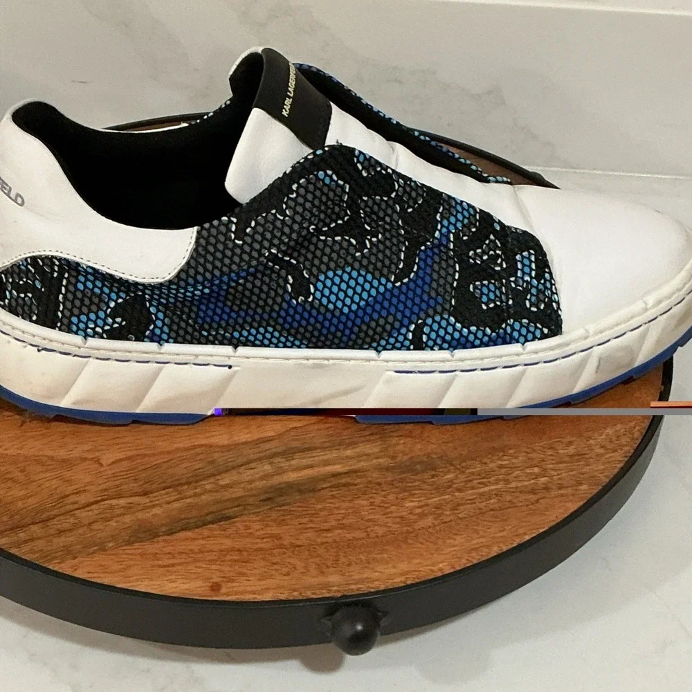 Men's 10.5 Karl Lagerfeld Paris Camo Print Laceless Sneakers Slip On Shoes